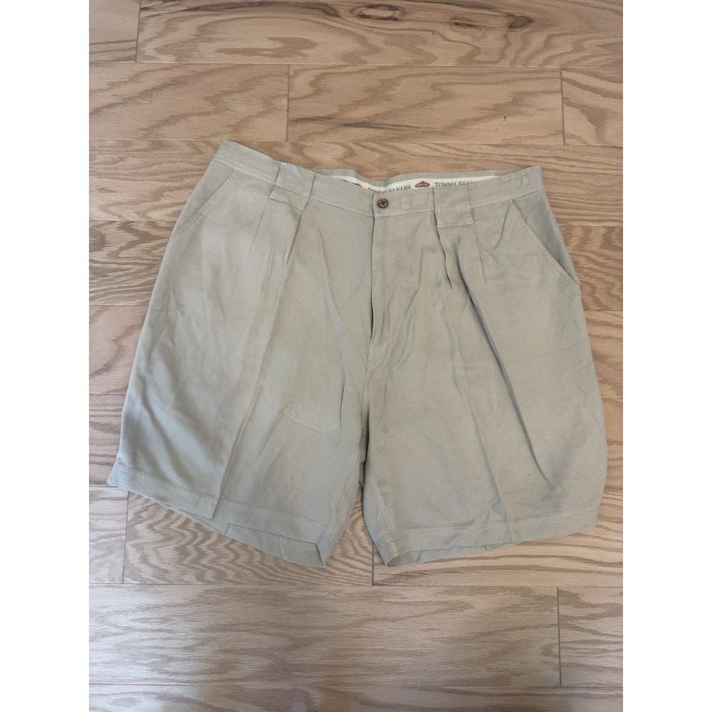 Tommy Bahama Mens 40 Shorts 100% Silk Khaki Tan Pleated Relax Resort